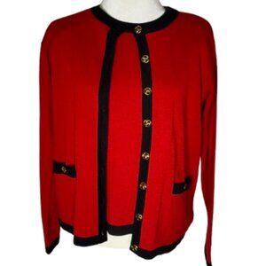 Appleseed's Two Piece Women's Red and Black Cardigan Set Size Small
